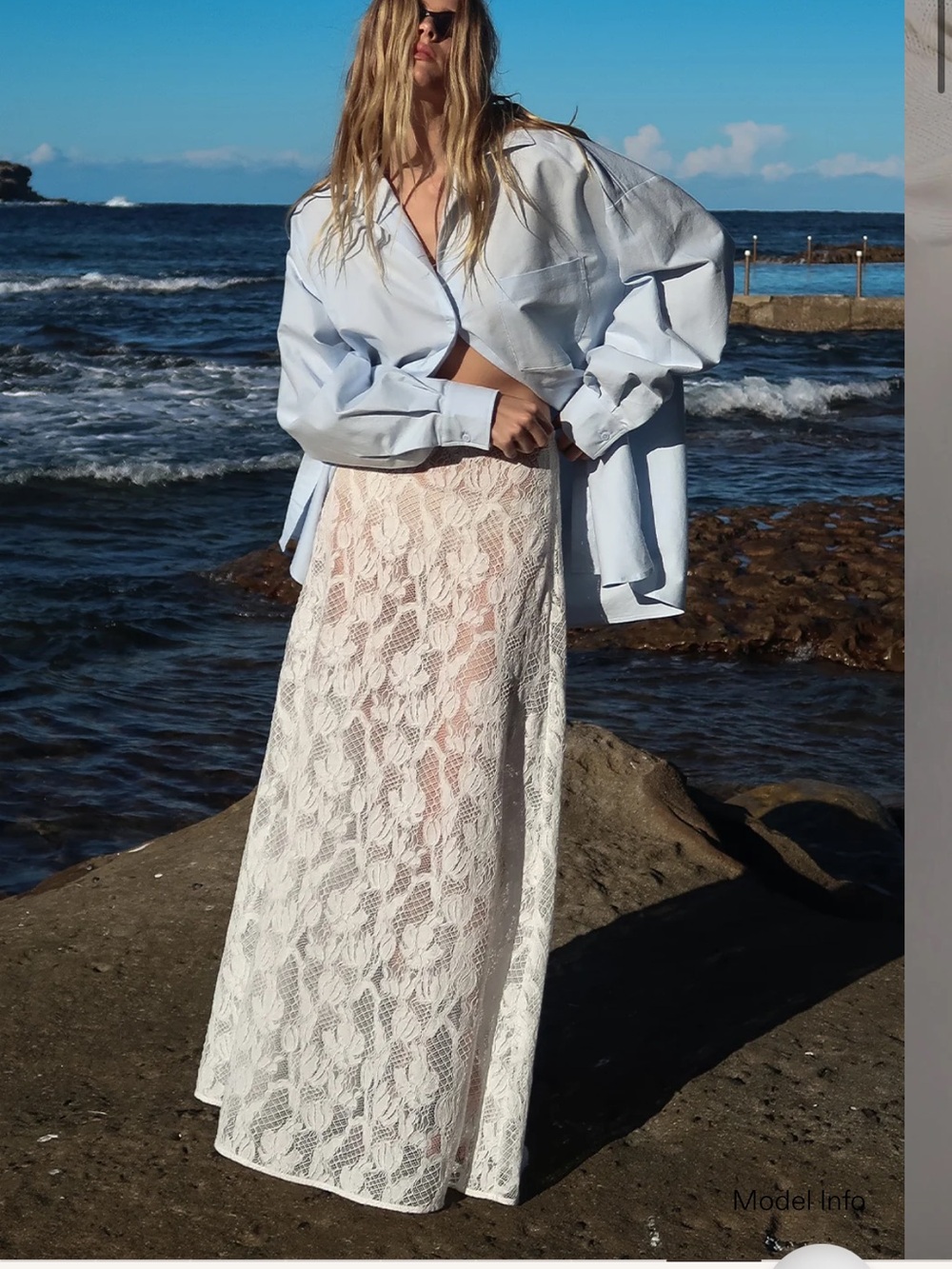 NWT Dissh White Lace Maxi Skirt